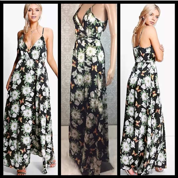 @danglina Dresses & Skirts - KARLIE satin floral wrap maxi dress